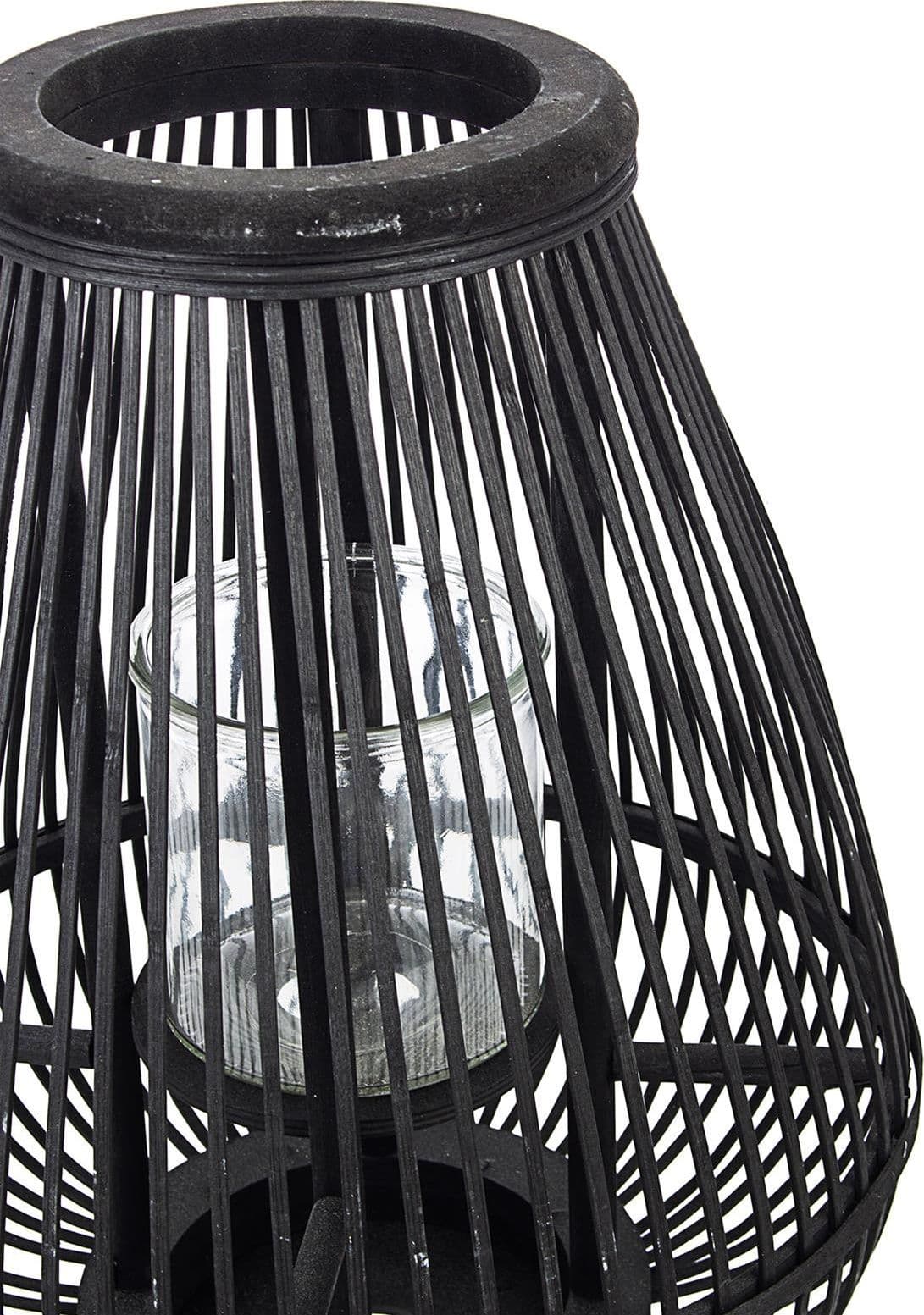 Lanterna con tre piedi da esterno nera in bamboo h 78 cm decorazione giardino