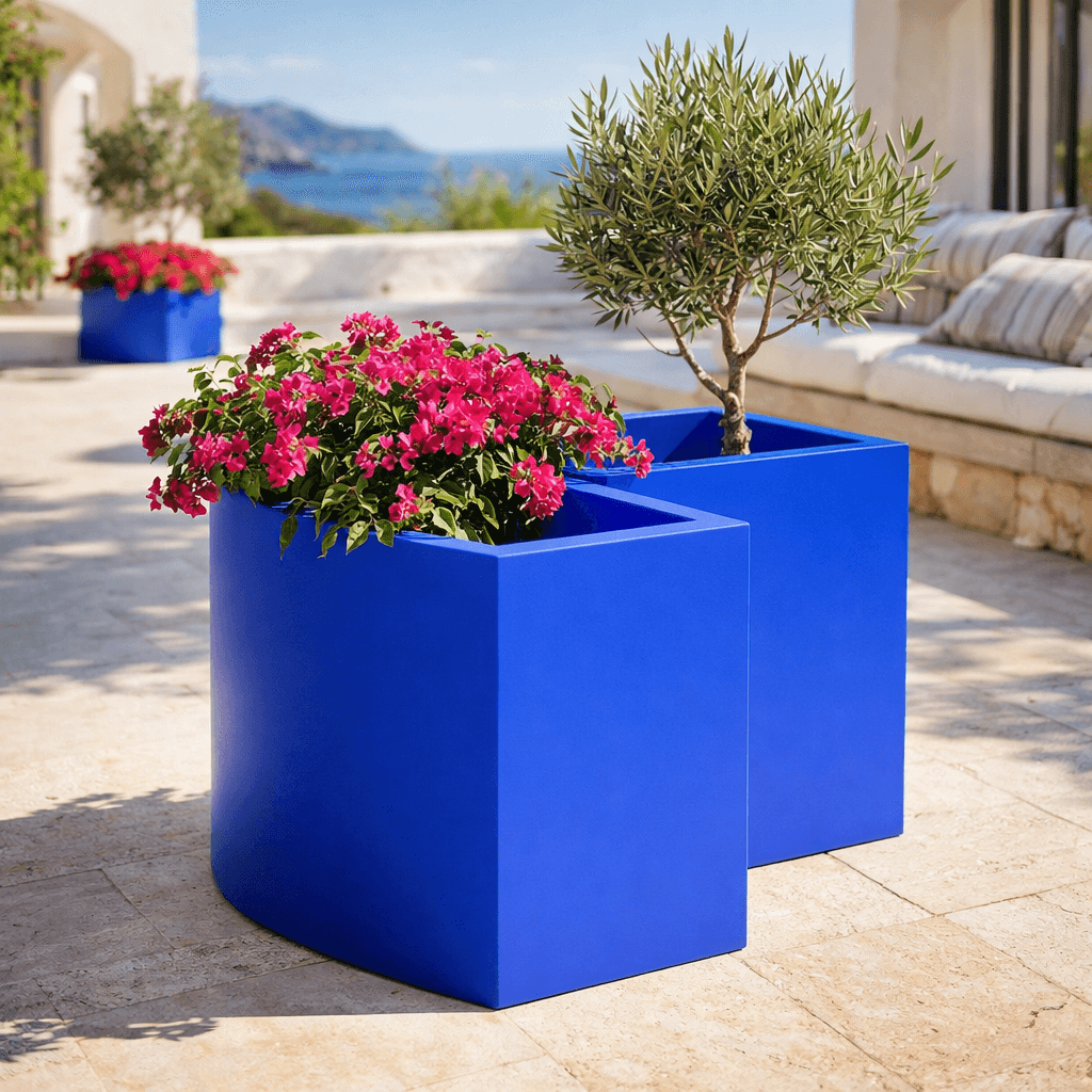 Vaso angolare FlowerPot Bright con led decorazione "Made in Italy" per esterno - 12