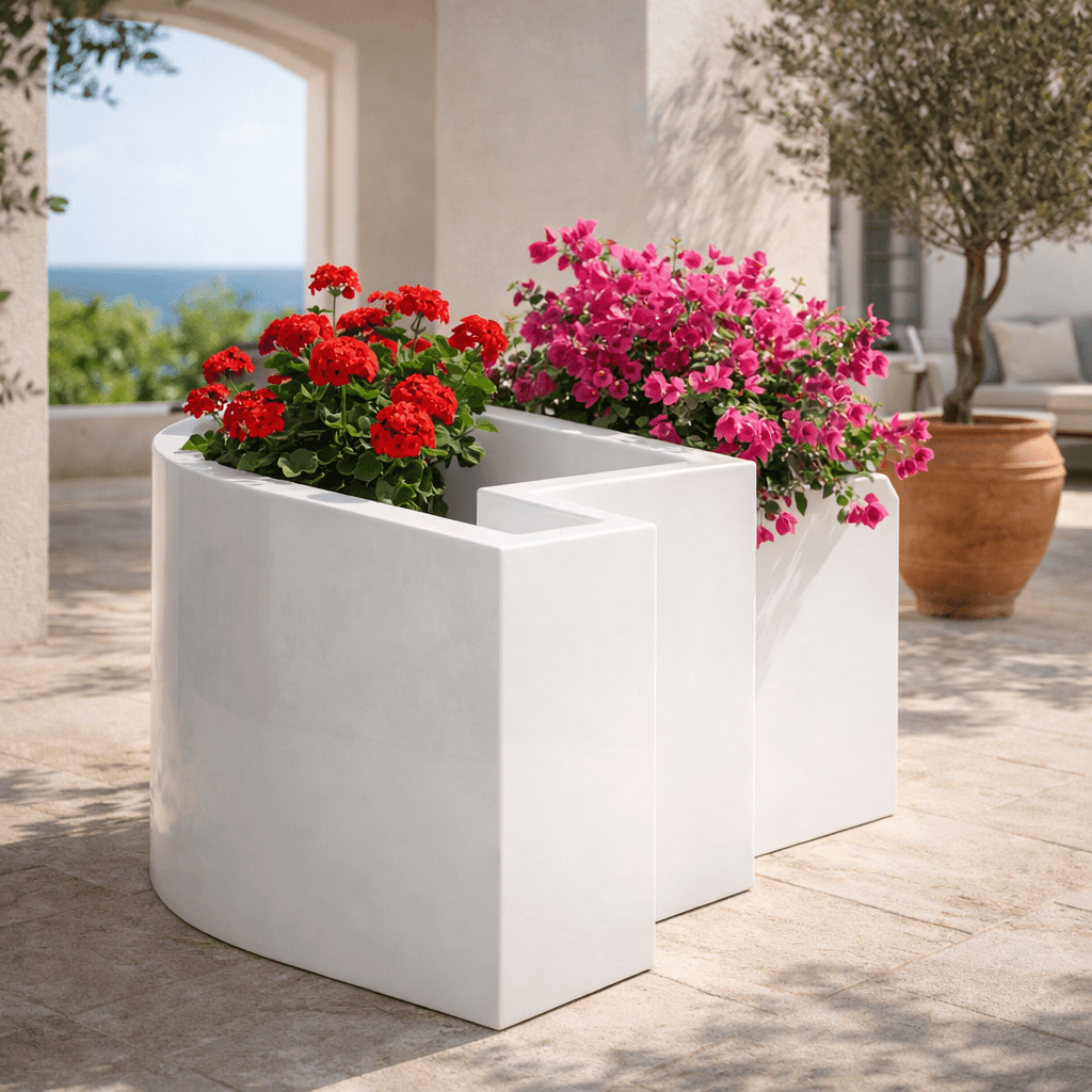 Vaso angolare FlowerPot Bright con led decorazione "Made in Italy" per esterno - 10