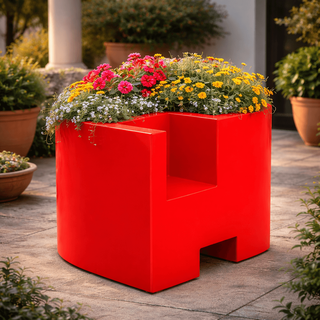 Vaso angolare FlowerPot Bright con led decorazione "Made in Italy" per esterno - 11