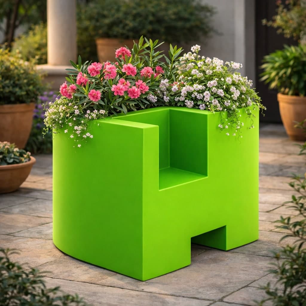 Vaso angolare FlowerPot Bright con led decorazione "Made in Italy" per esterno in Fioriere Decor Space - Altamura, commercioVirtuoso.it