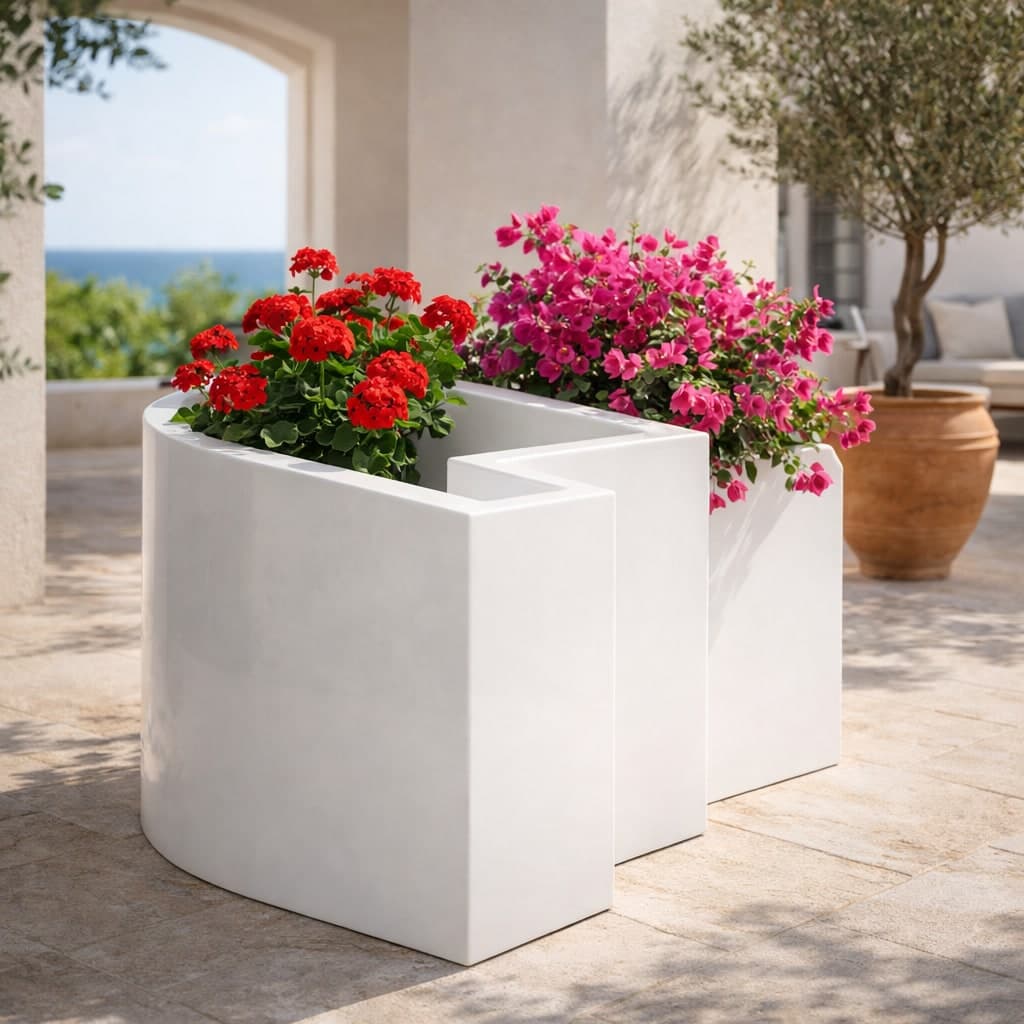 Vaso angolare FlowerPot Bright con led decorazione "Made in Italy" per esterno in Fioriere Decor Space - Altamura, commercioVirtuoso.it