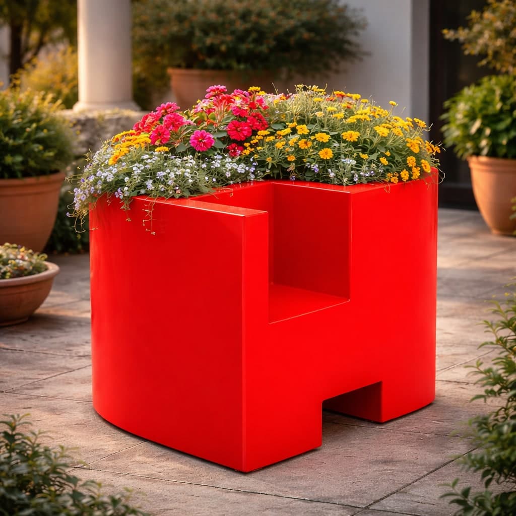 Vaso angolare FlowerPot Bright con led decorazione "Made in Italy" per esterno in Fioriere Decor Space - Altamura, commercioVirtuoso.it
