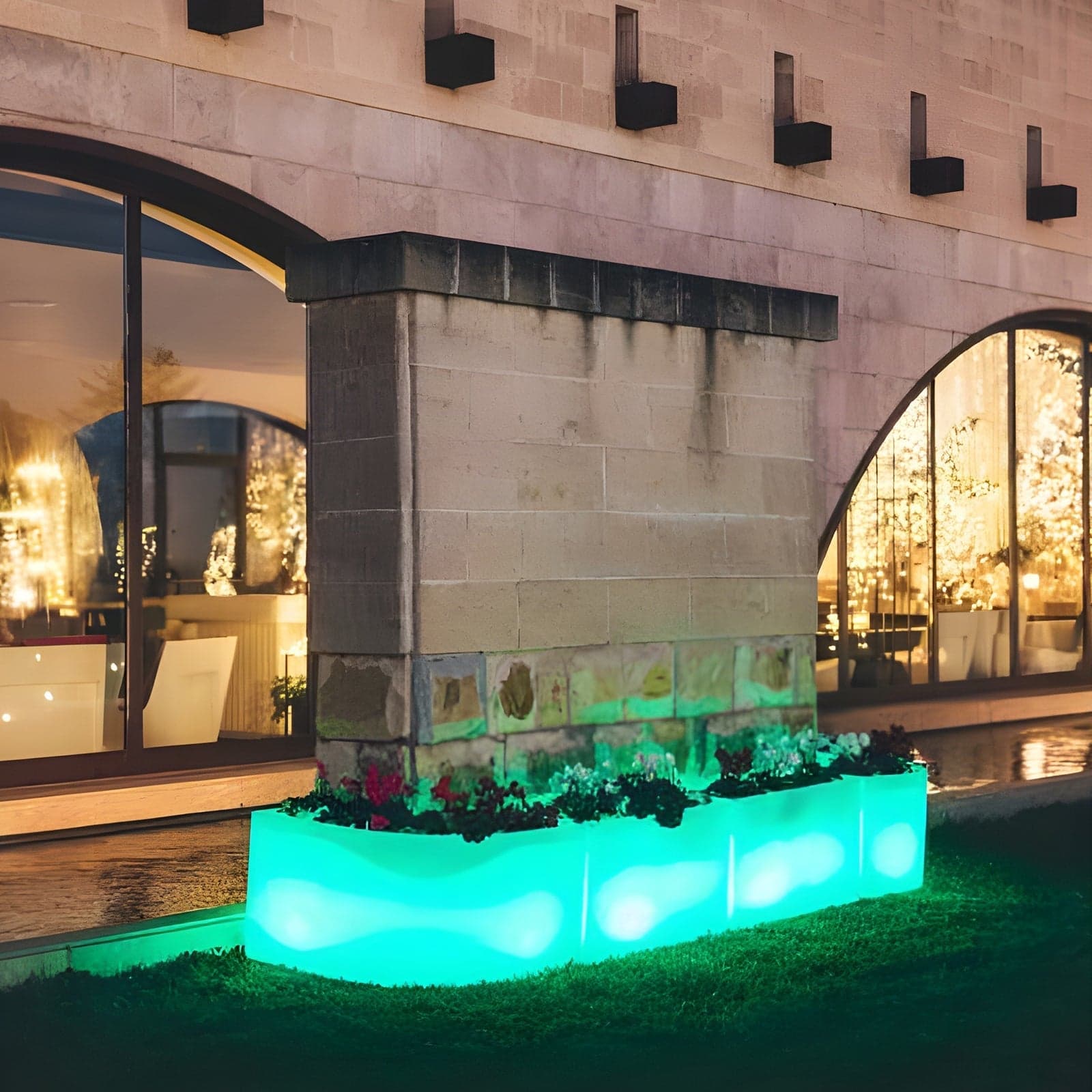 Vaso angolare FlowerPot Bright con led decorazione "Made in Italy" per esterno in Fioriere Decor Space - Altamura, commercioVirtuoso.it