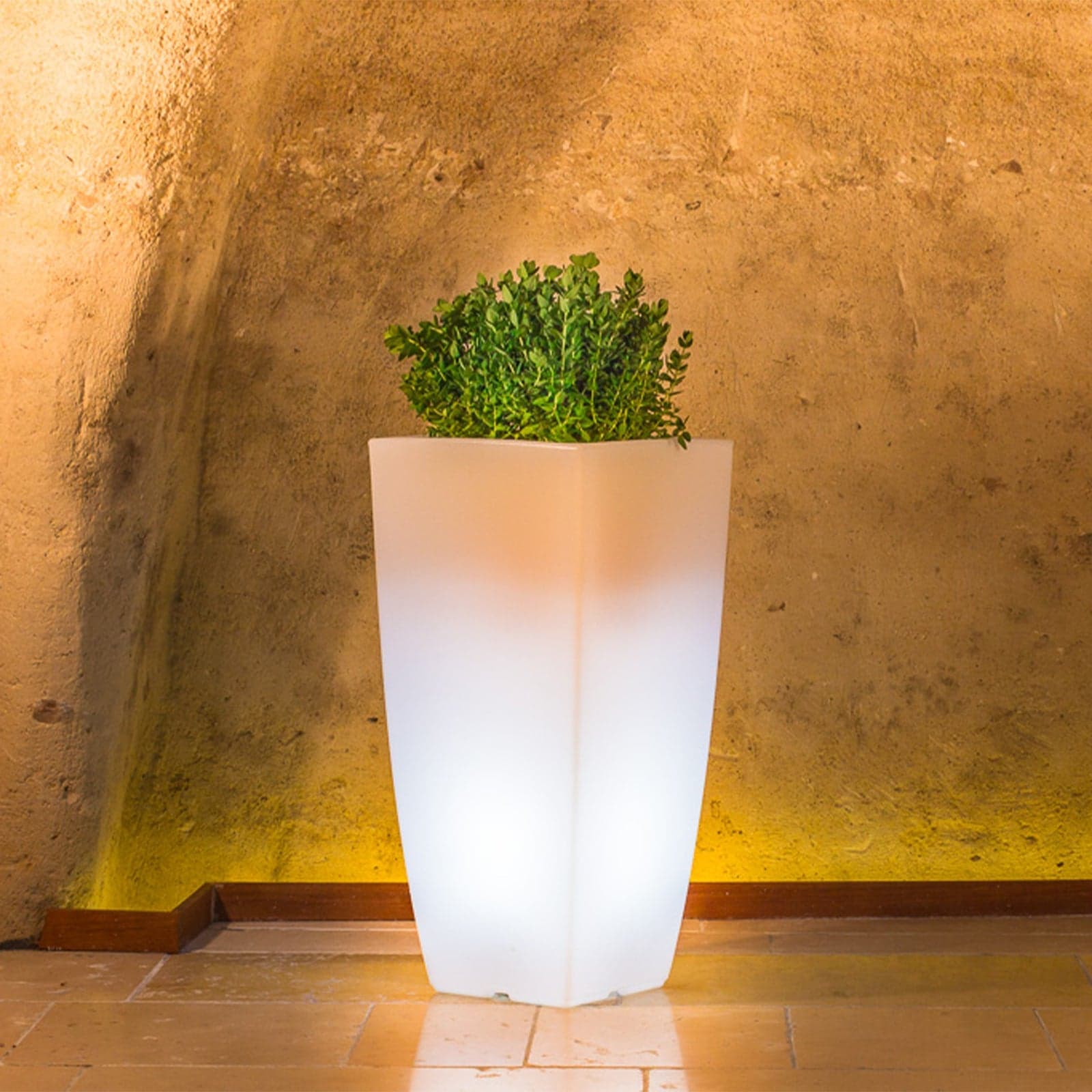 Vaso luminoso Stilo Square Bright decorazione con led per esterno "Made in Italy" - 13