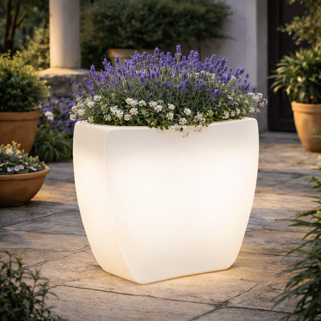 Vaso luminoso Heart Bright con led decorazione "Made in Italy" per esterno - 13