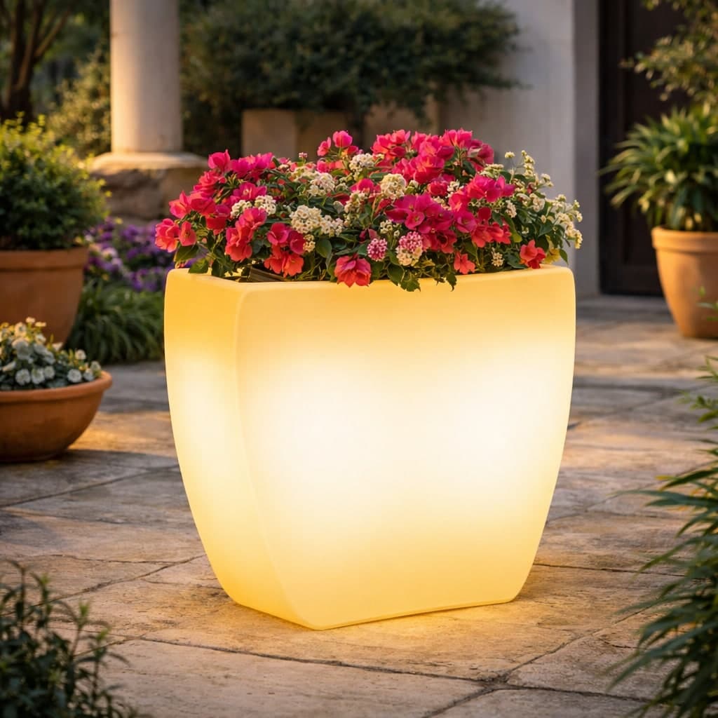 Vaso luminoso Heart Bright con led decorazione "Made in Italy" per esterno in Fioriere Decor Space - Altamura, commercioVirtuoso.it