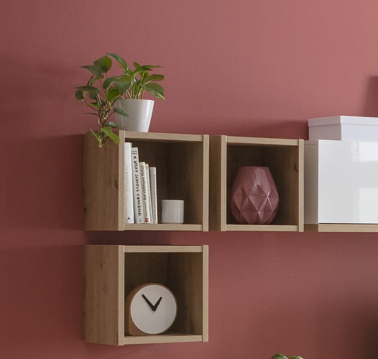 Set 3 cubi, mensole in legno "Vitruvia" da parete design moderno con fissaggio a scomparsa in Mensole da muro Decor Space - Altamura, commercioVirtuoso.it
