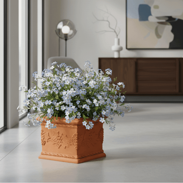 Vaso Quadro Uva quadrato in resina con decorazione per esterno "Made in Italy" in Fioriere Decor Space - Altamura, commercioVirtuoso.it