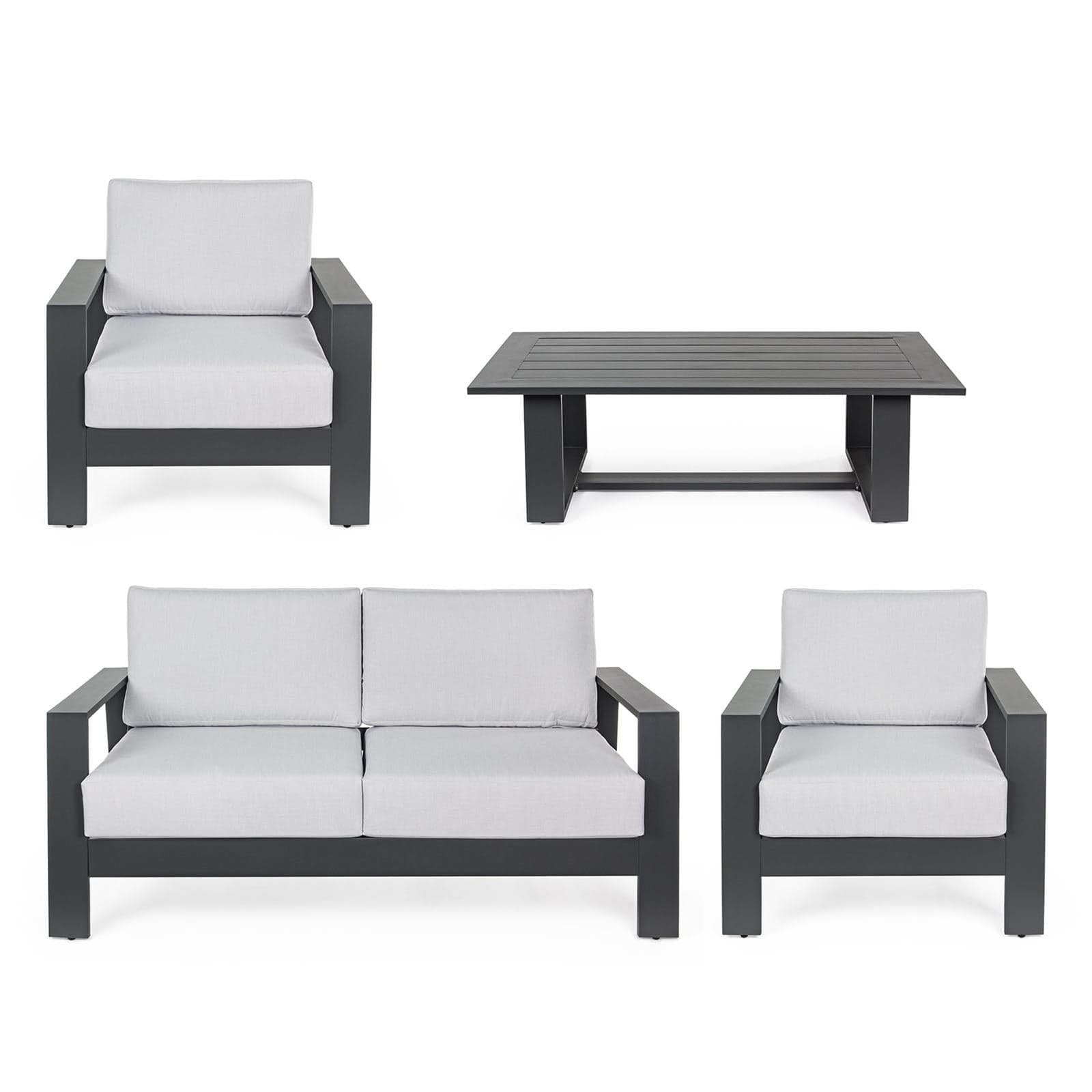 Salottino Moderno "Atlantic" in alluminio antiruggine con cuscini da giardino e veranda per esterno in Set di mobili Decor Space - Altamura, commercioVirtuoso.it