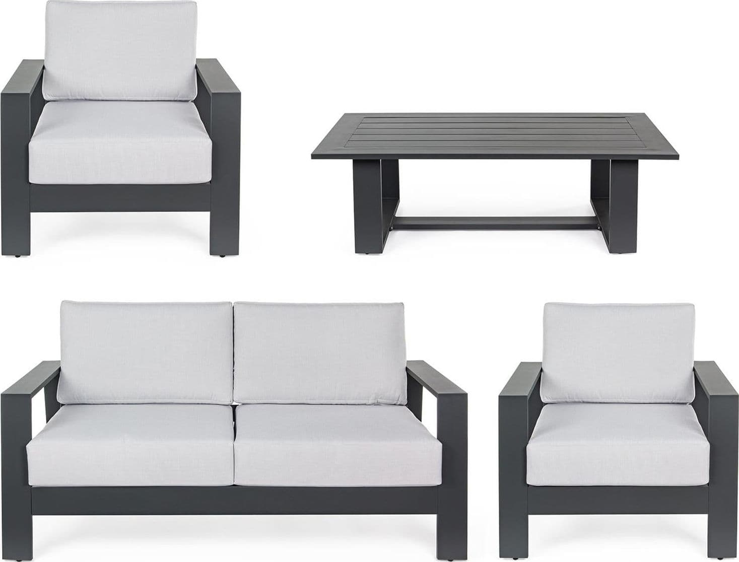 Salottino Moderno "atlantic" in Alluminio Antiruggine Con Cuscini Da Giardino E Veranda per Esterno Giardino e giardinaggio/Arredamento da giardino e accessori/Set di mobili Decor Space - Altamura, Commerciovirtuoso.it