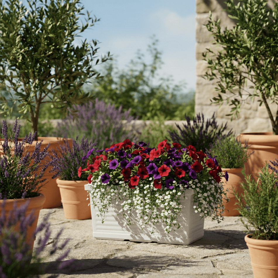 Balconiera Millerighe rettangolare in resina decorazione per fiori e piante Made in Italy - 10