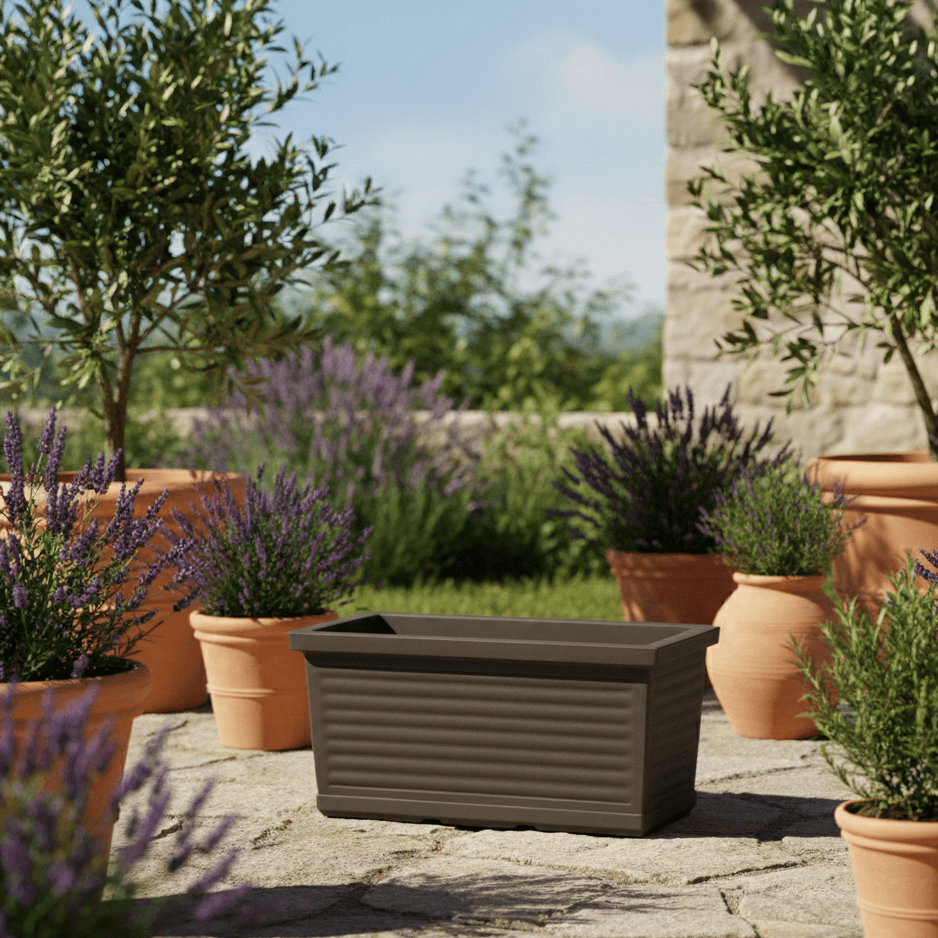 Balconiera Millerighe rettangolare in resina decorazione per fiori e piante Made in Italy - 12