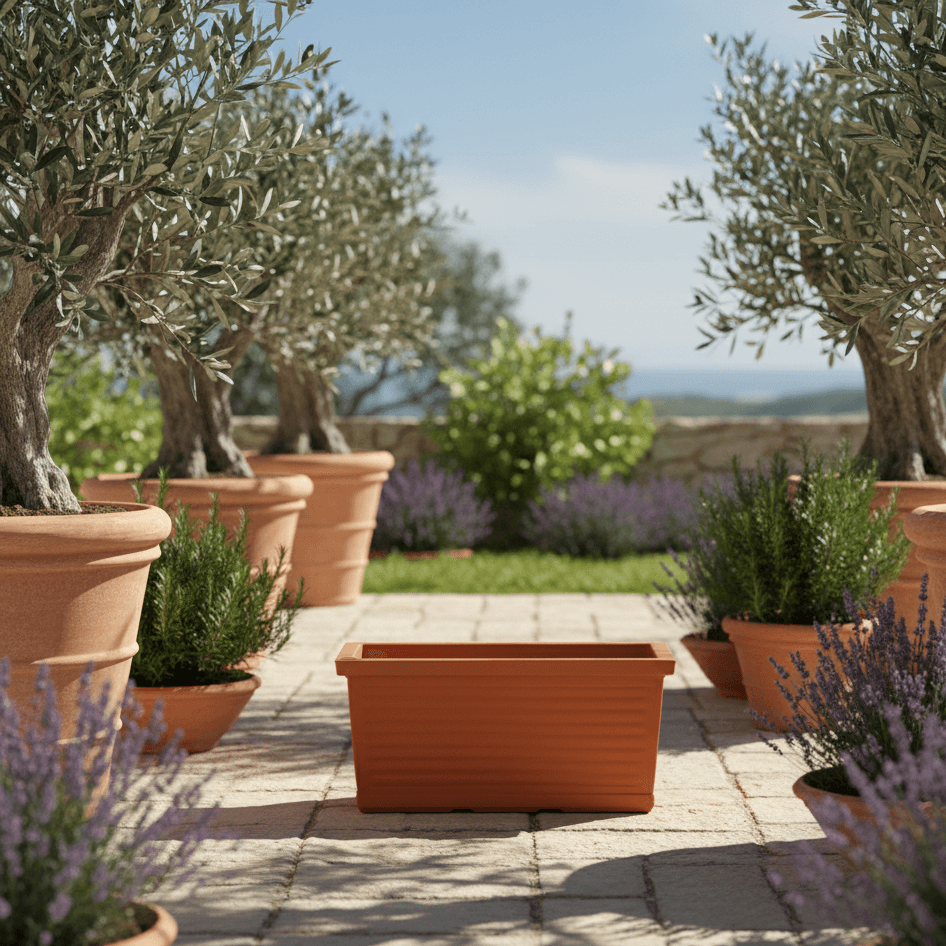 Balconiera Millerighe rettangolare in resina decorazione per fiori e piante Made in Italy - 9