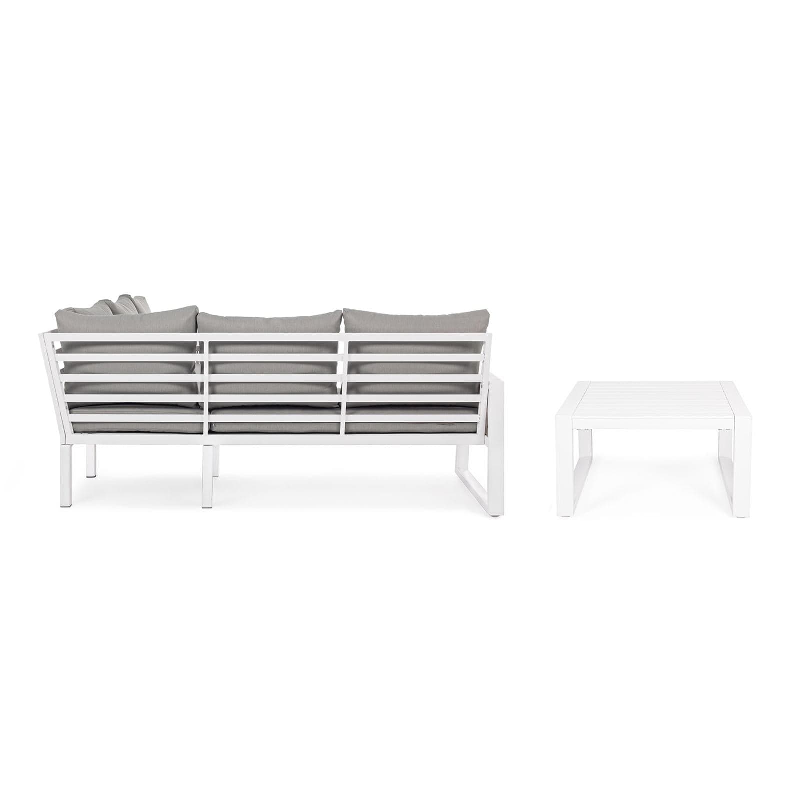 Salottino angolare da giardino "Captiva" bianco in alluminio con corde sintetiche tortora in Set di mobili Decor Space - Altamura, commercioVirtuoso.it