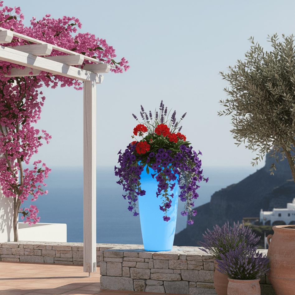 Vaso luminoso Stilo Round Bright decorazione con led per esterno "Made in Italy" - 12