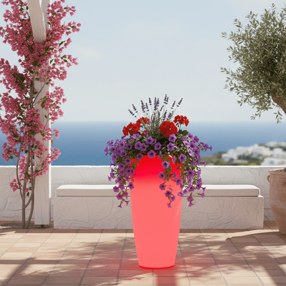 Vaso luminoso Stilo Round Bright decorazione con led per esterno "Made in Italy" - 11