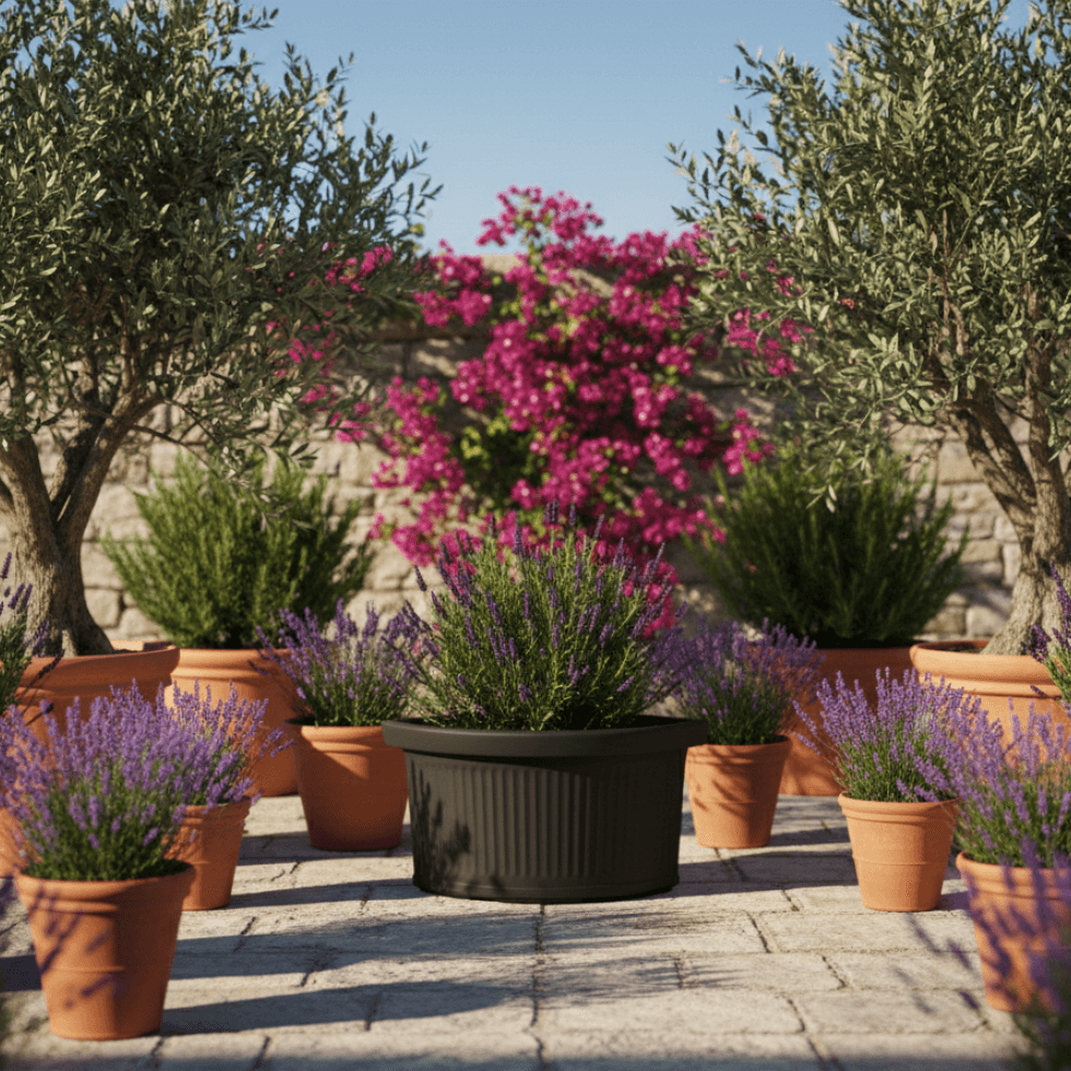 Vaso Angolare Millerighe in resina decorazione per fiori e piante "Made in Italy" - 12