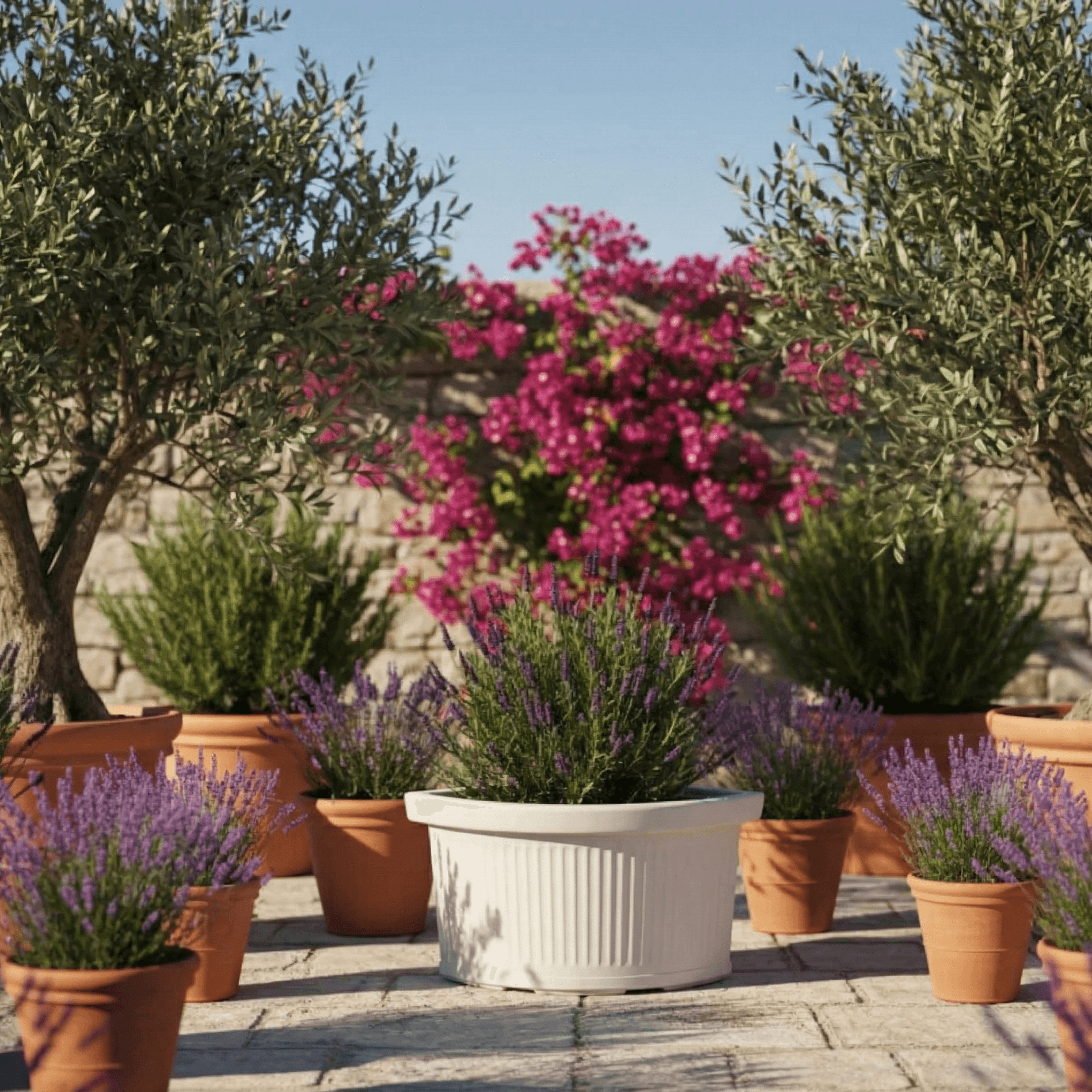 Vaso Angolare Millerighe in resina decorazione per fiori e piante "Made in Italy" - 10