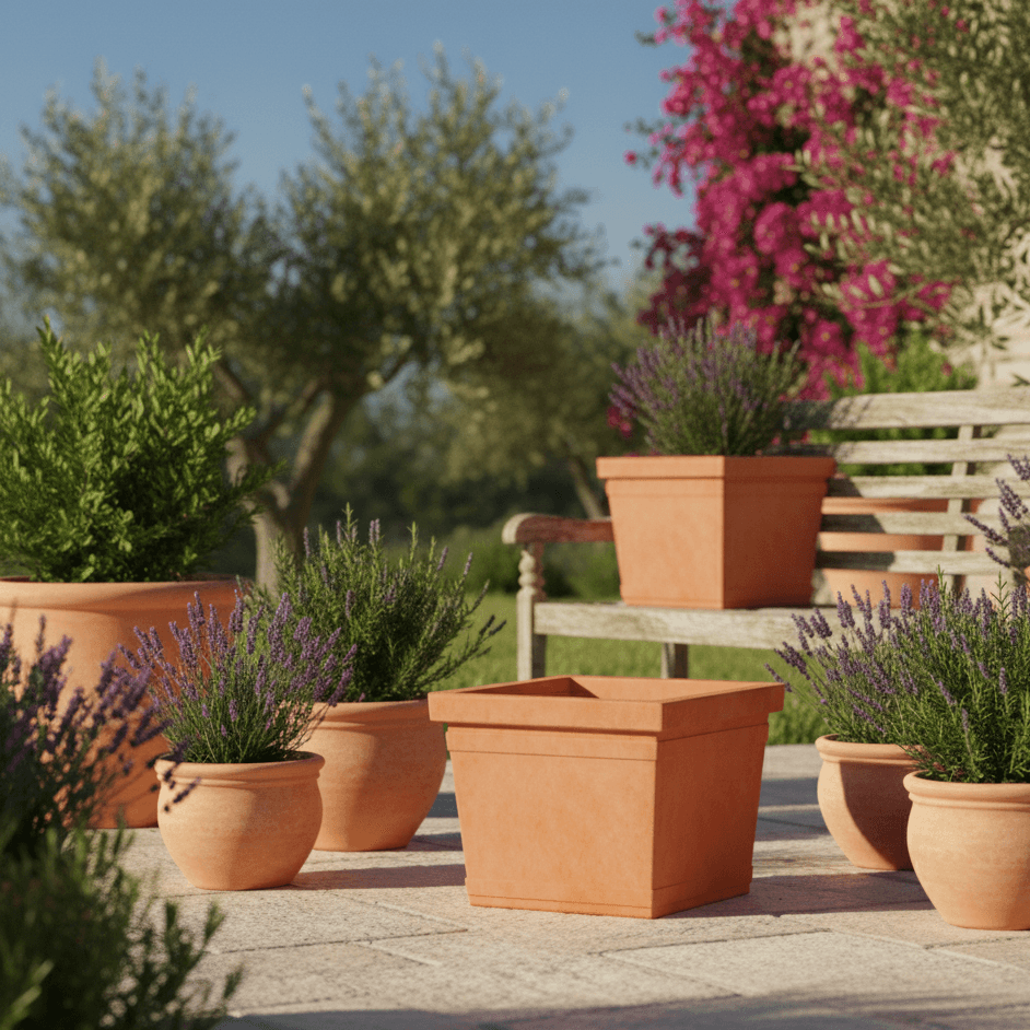 Vaso Quadro Liscio quadrato in resina per piante e fiori "Made in Italy" - 7