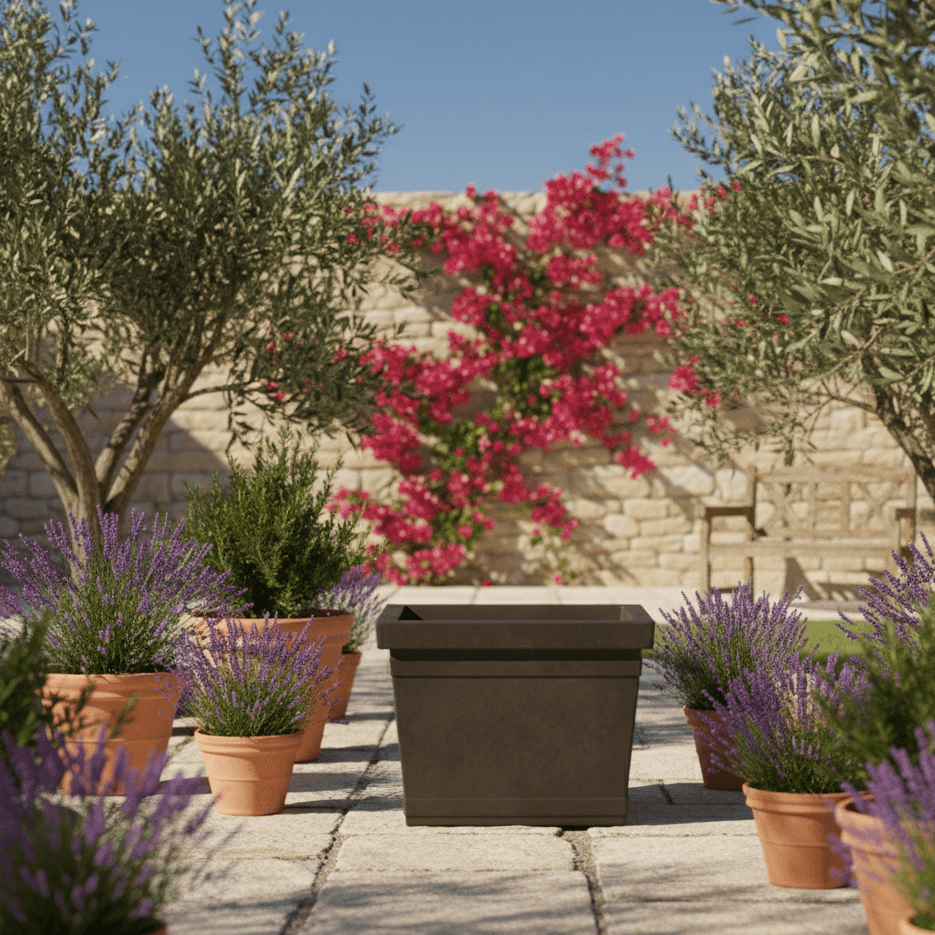 Vaso Quadro Liscio quadrato in resina per piante e fiori "Made in Italy" - 10