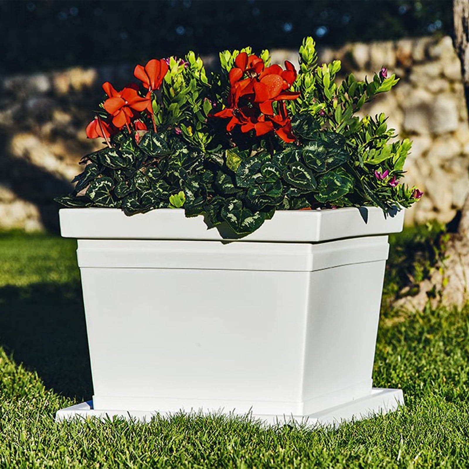Vaso Quadro Liscio quadrato in resina per piante e fiori "Made in Italy" - 8