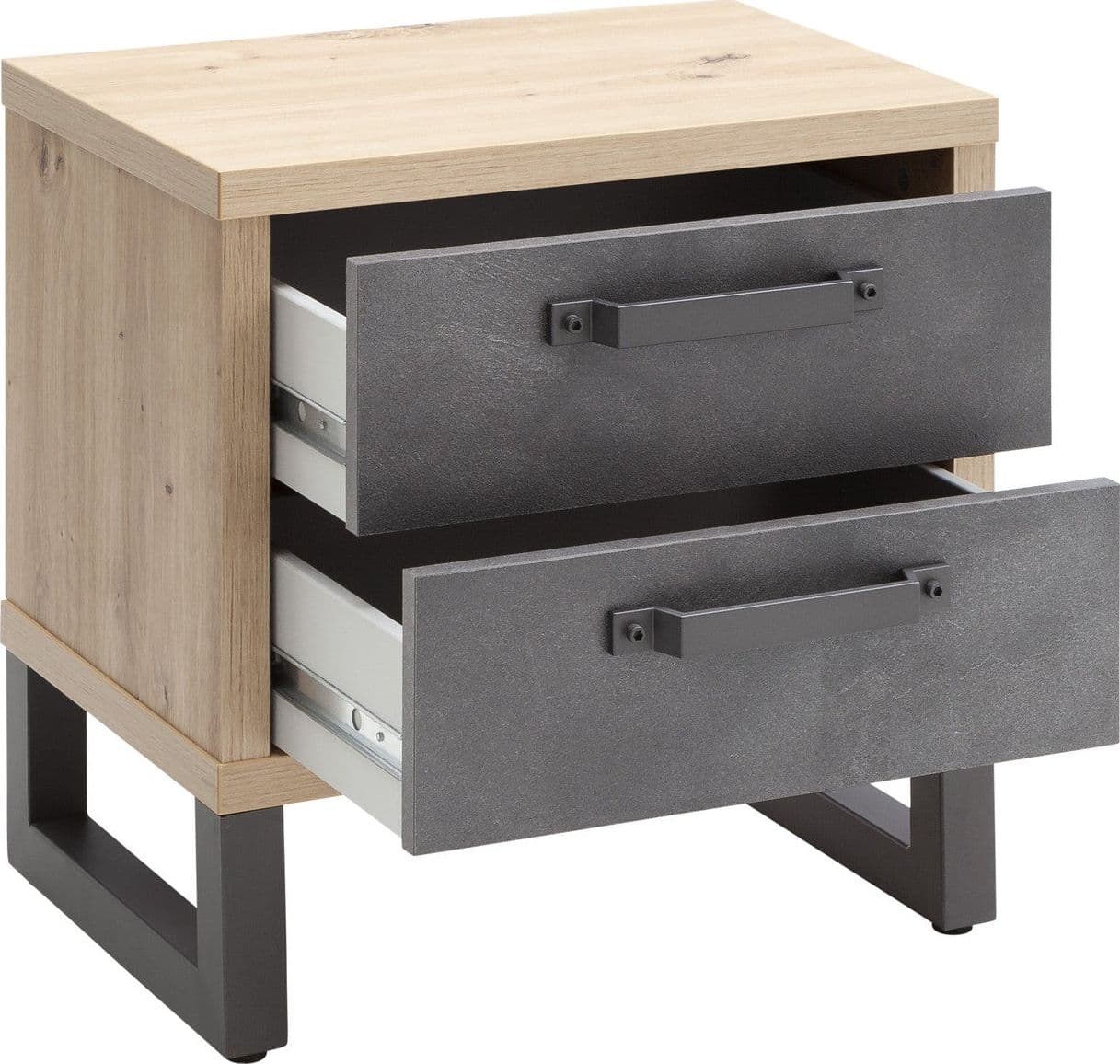 Comodino con 2 cassetti rovere e cemento modello industrial arredamento moderno in Comodini Decor Space - Altamura, commercioVirtuoso.it