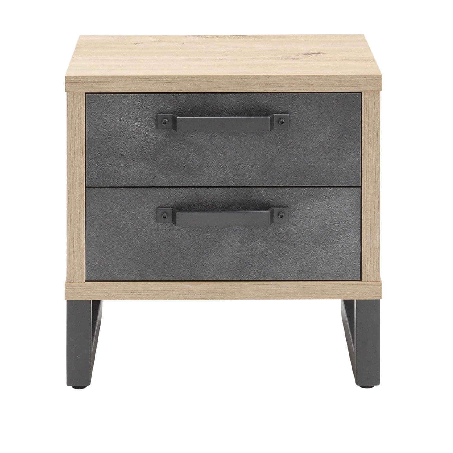 Comodino con 2 cassetti rovere e cemento modello industrial arredamento moderno in Comodini Decor Space - Altamura, commercioVirtuoso.it