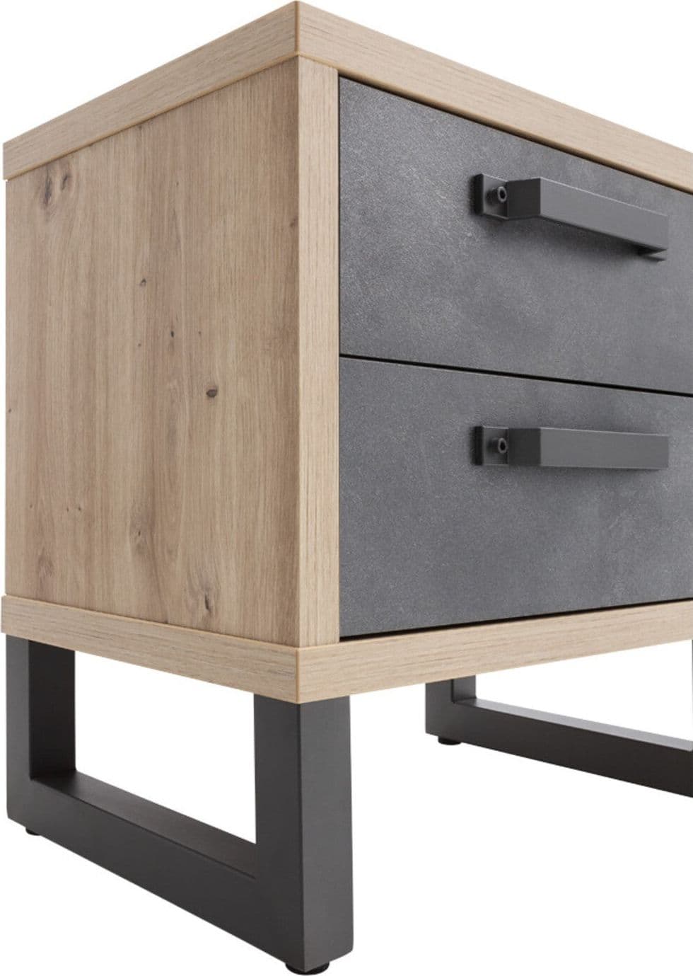 Comodino con 2 cassetti rovere e cemento modello industrial arredamento moderno in Comodini Decor Space - Altamura, commercioVirtuoso.it
