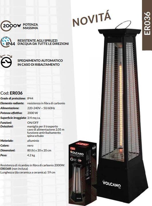 Lampada radiante a torre Vulcano stufa da esterno per bar e ristoranti 2000 W in Stufe elettriche Decor Space - Altamura, commercioVirtuoso.it