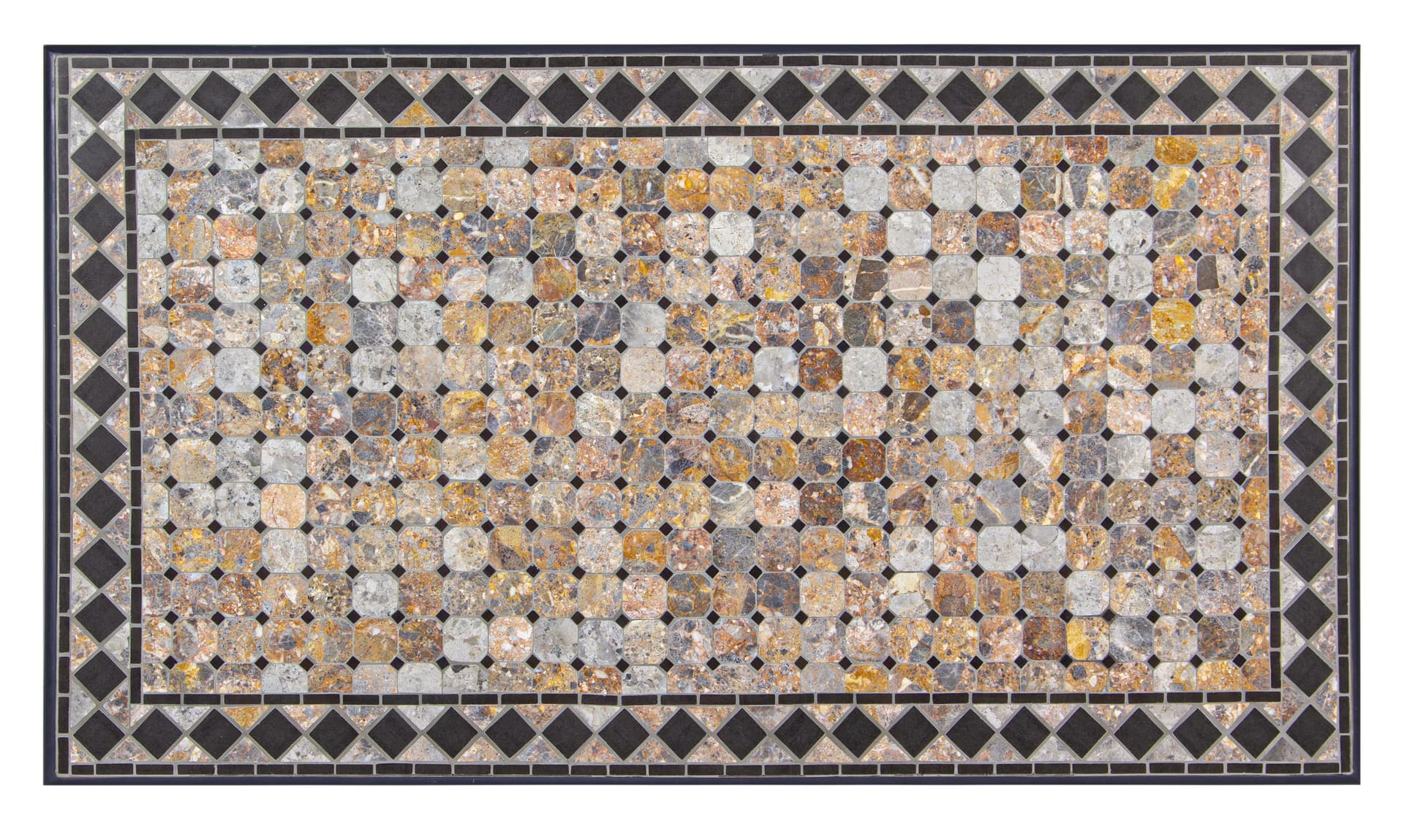 Tavolo con mosaico "Berkley" in acciaio verniciato e piano in ceramica da giardino 160 cm in Tavoli standard Decor Space - Altamura, commercioVirtuoso.it