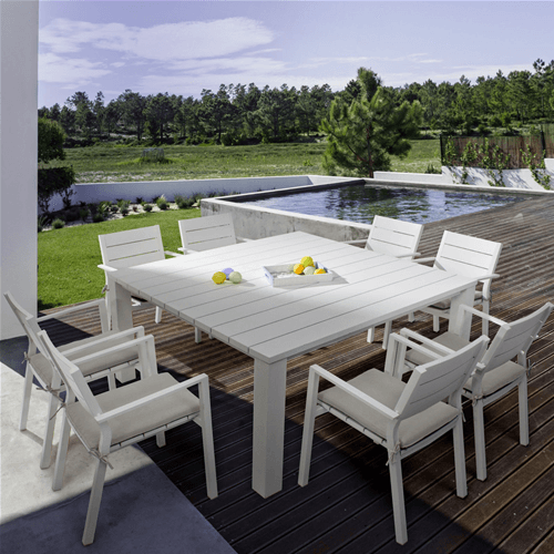 Tavolo quadrato "Shark" in alluminio dogato 160 cm da esterno per giardino e veranda in Tavoli standard Decor Space - Altamura, commercioVirtuoso.it