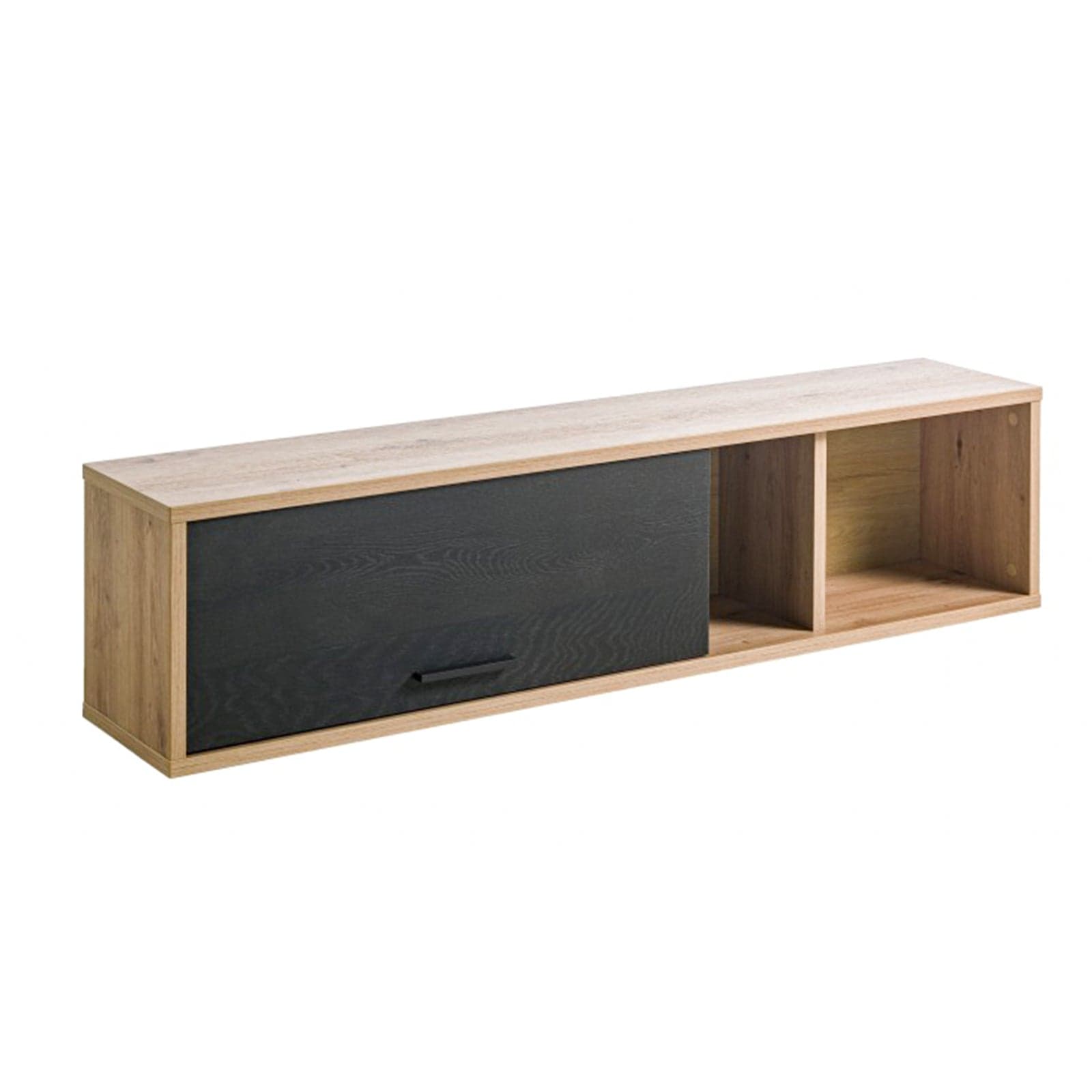 Pensile orizzontale per soggiorno "Vitruvia" rovere e nero con anta a ribalta 150 cm in Mensole da muro Decor Space - Altamura, commercioVirtuoso.it