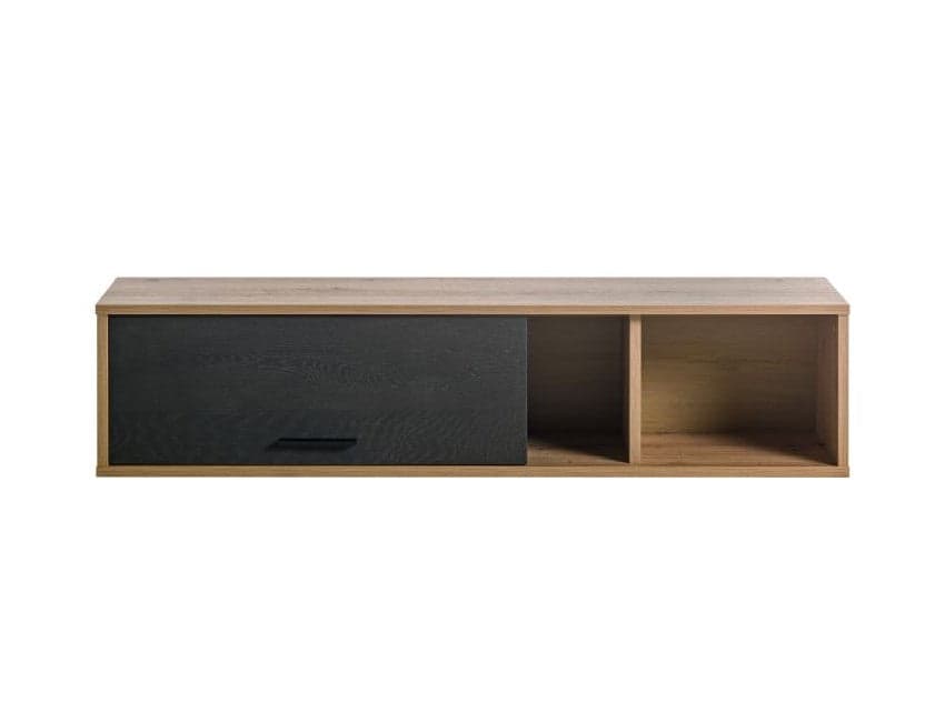 Pensile orizzontale per soggiorno "Vitruvia" rovere e nero con anta a ribalta 150 cm in Mensole da muro Decor Space - Altamura, commercioVirtuoso.it