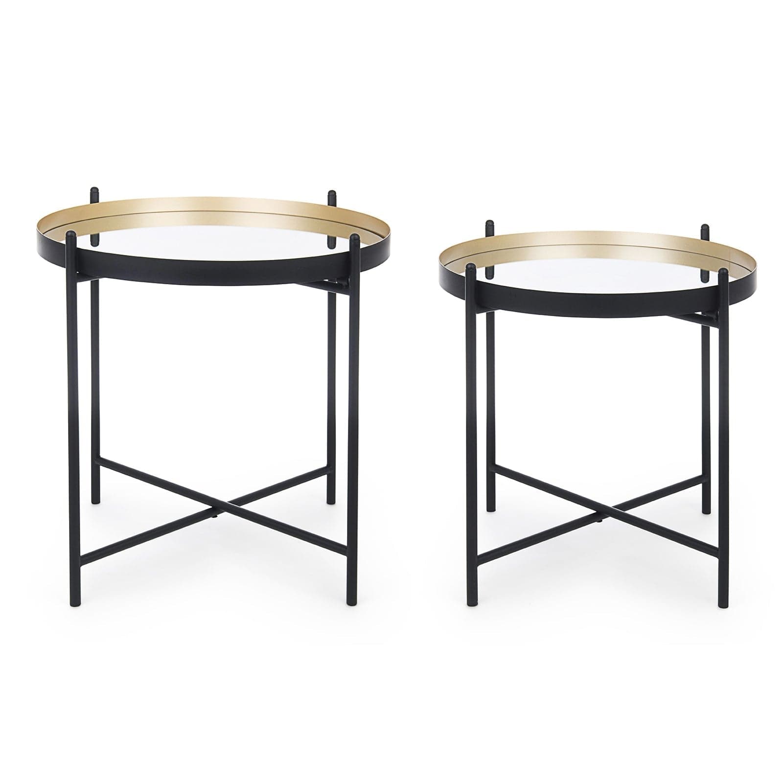 Set di 2 tavolini "Nucleos" per esterno in acciaio resistente piano in vetro Giardino e giardinaggio/Arredamento da giardino e accessori/Tavoli e tavolini/Tavoli standard Decor Space - Altamura, Commerciovirtuoso.it