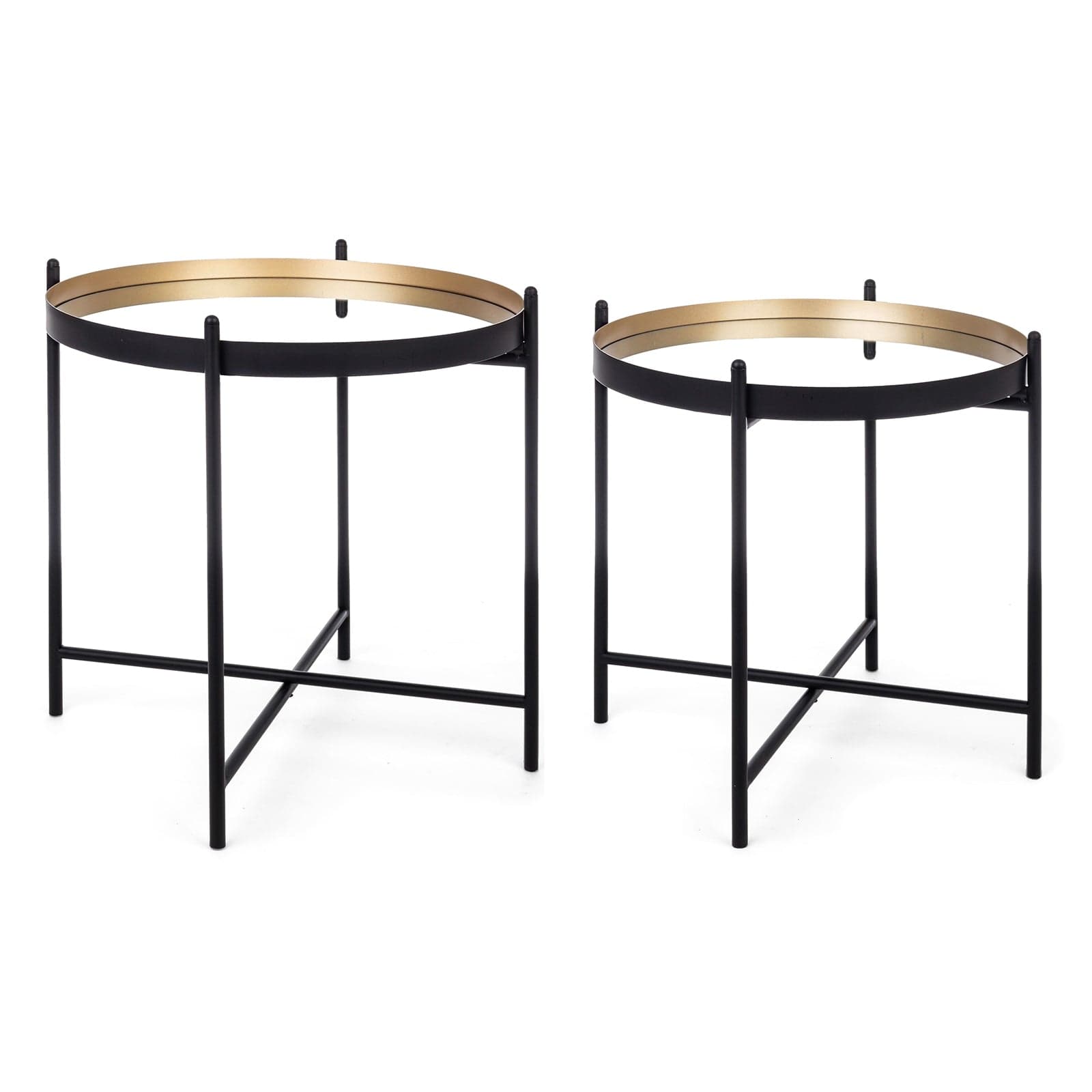 Set di 2 tavolini "Nucleos" per esterno in acciaio resistente piano in vetro in Tavoli standard Decor Space - Altamura, commercioVirtuoso.it