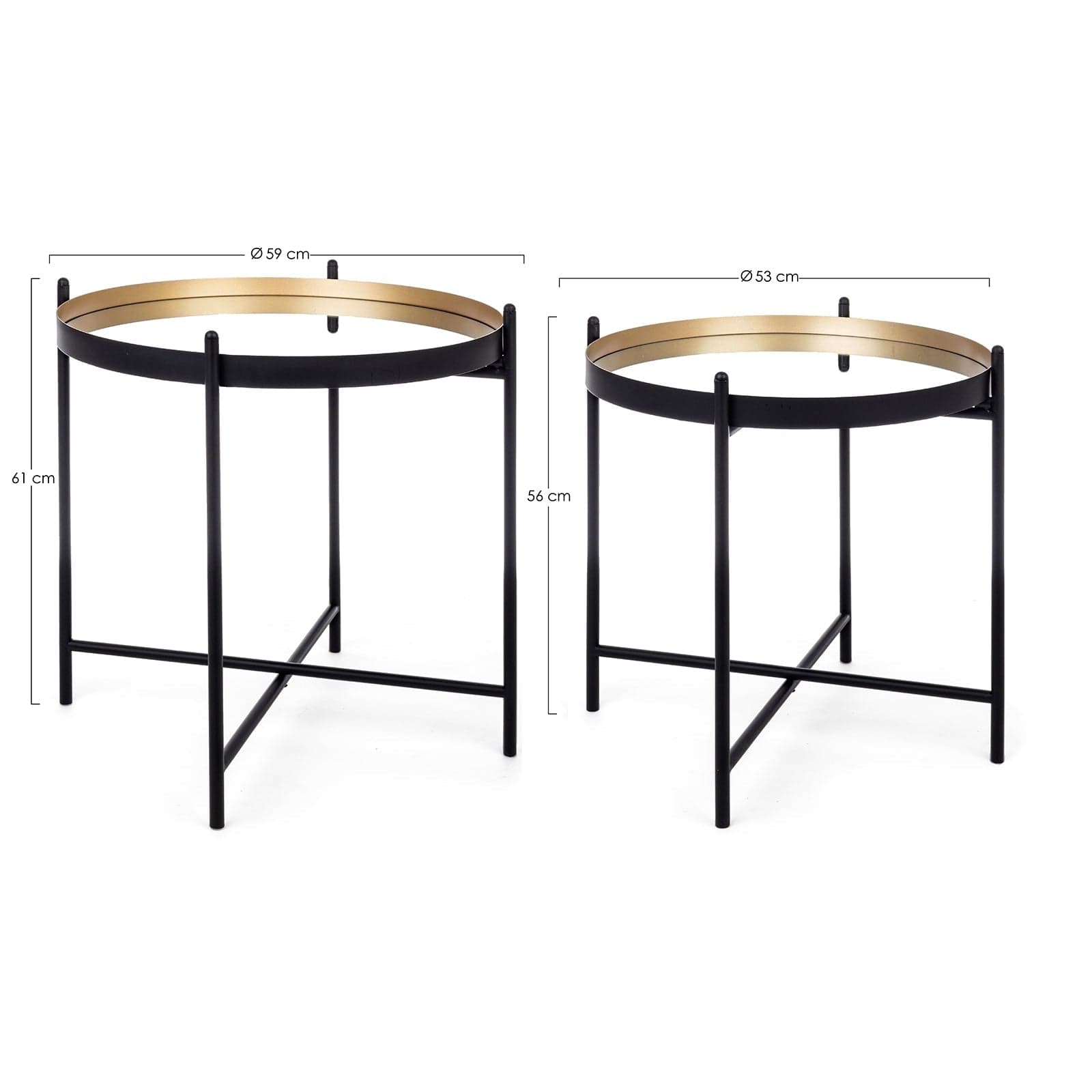 Set di 2 tavolini "Nucleos" per esterno in acciaio resistente piano in vetro in Tavoli standard Decor Space - Altamura, commercioVirtuoso.it
