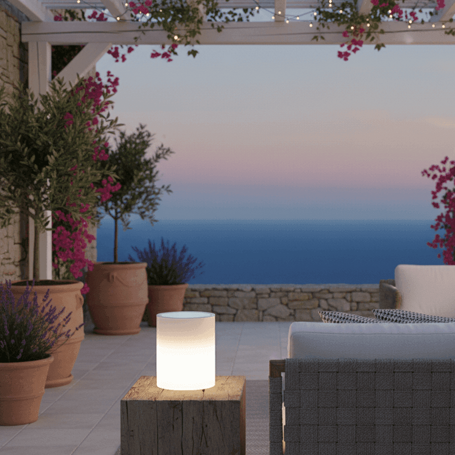 Tavolino Relax Bright con led luminosi con piano in vetro per esterno "Made in Italy" in Tavoli standard Decor Space - Altamura, commercioVirtuoso.it