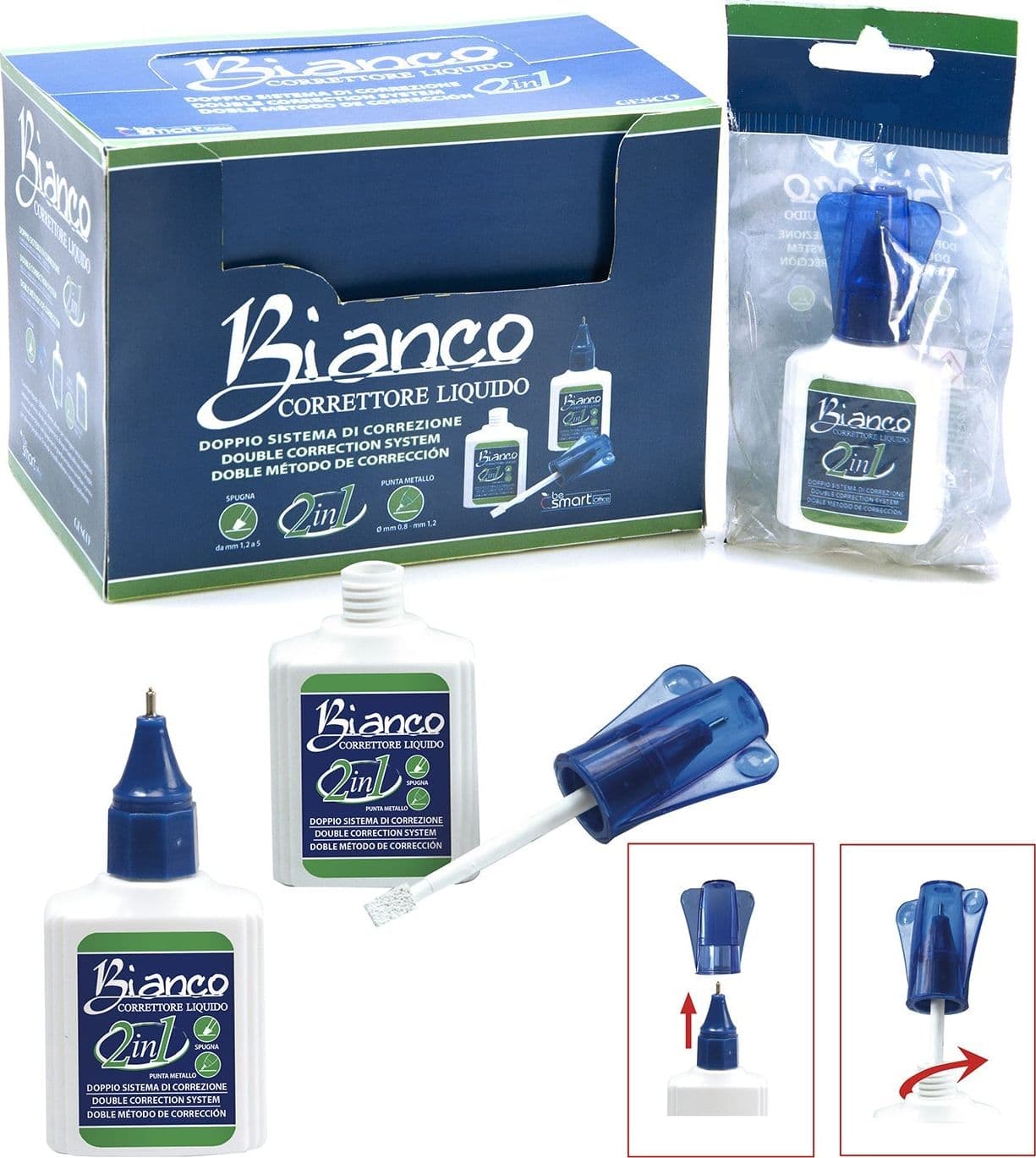 Correttore liquido a penna e pennello ad asciugatura rapida Bianchetto doppia punta da 20 ml