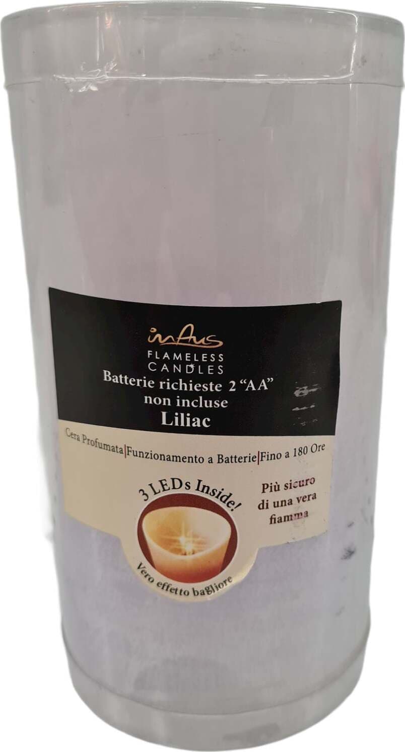 Candela in cera colorata con luce a led effetto realistico h 15 cm