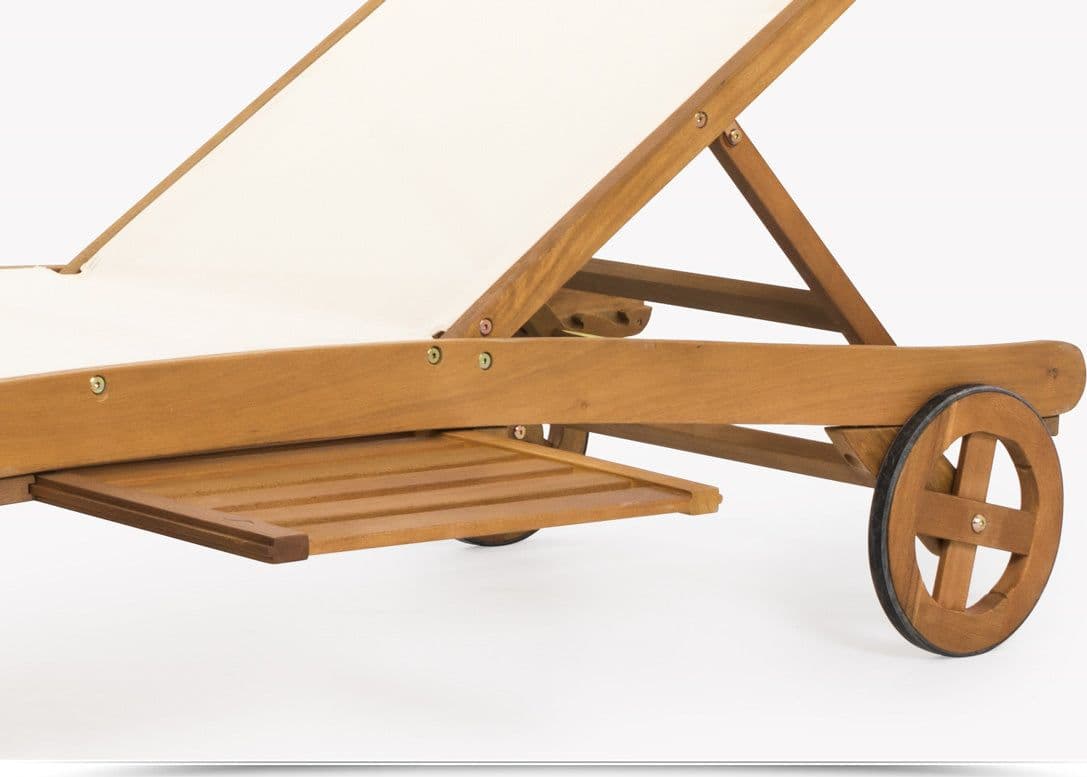 Lettino Prendisole in Legno E Texilene Con Ruote E Porta Bevande, Ideale per Piscina E Giardino Giardino e giardinaggio/Arredamento da giardino e accessori/Lettini Decor Space - Altamura, Commerciovirtuoso.it