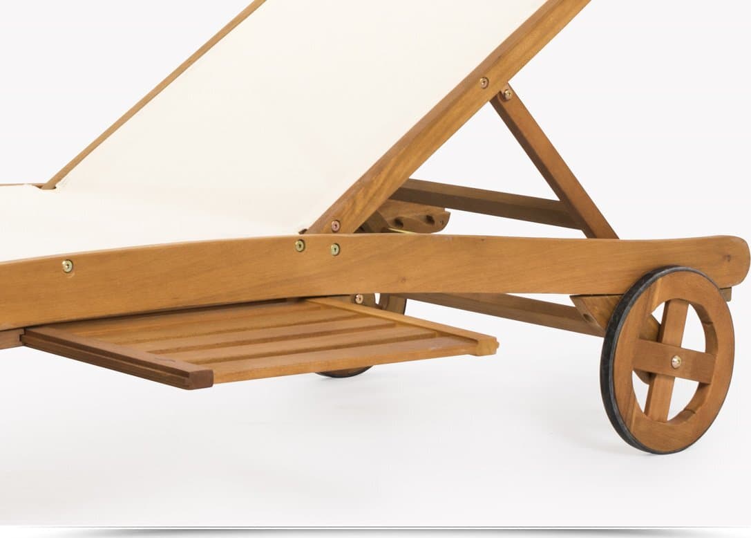 Lettino Prendisole in Legno E Texilene Con Ruote E Porta Bevande, Ideale per Piscina E Giardino Giardino e giardinaggio/Arredamento da giardino e accessori/Lettini Decor Space - Altamura, Commerciovirtuoso.it