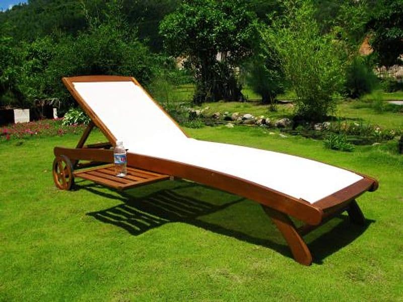 Lettino Prendisole in Legno E Texilene Con Ruote E Porta Bevande, Ideale per Piscina E Giardino Giardino e giardinaggio/Arredamento da giardino e accessori/Lettini Decor Space - Altamura, Commerciovirtuoso.it