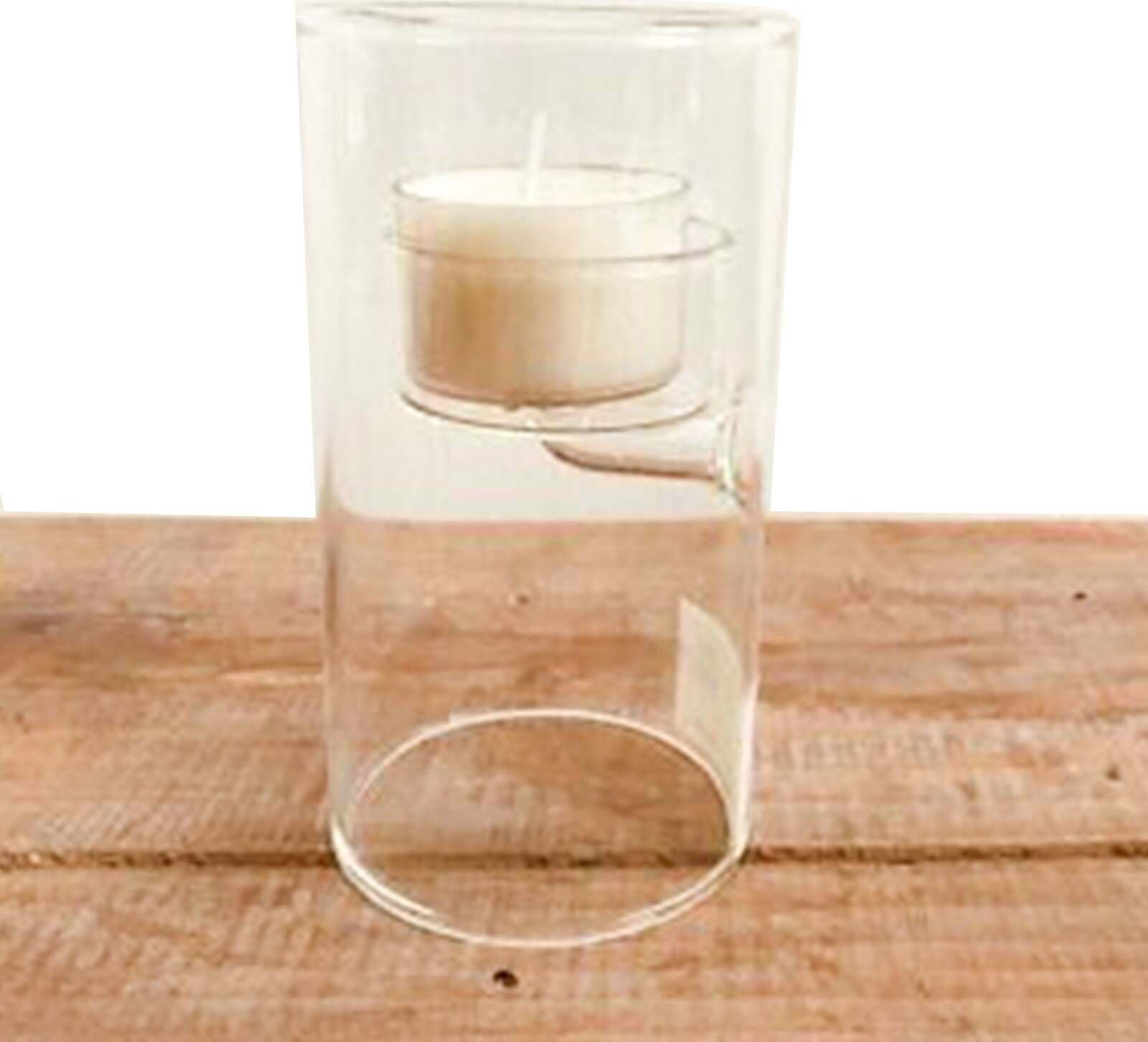 Cilindro portacandela  in vetro da interno ed esterno h 13 cm Casa e cucina/Decorazioni per interni/Candele e portacandele/Portacandele/Portacandele a colonna Decor Space - Altamura, Commerciovirtuoso.it