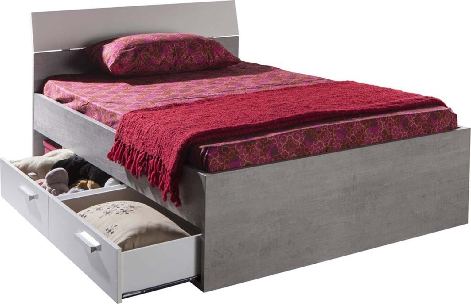 Letto 1 piazza e mezza struttura color cemento con cassetti e spalliera, rivestimento moderno Casa e cucina/Arredamento/Camera da letto/Materassi e basi letto/Materassi Decor Space - Altamura, Commerciovirtuoso.it