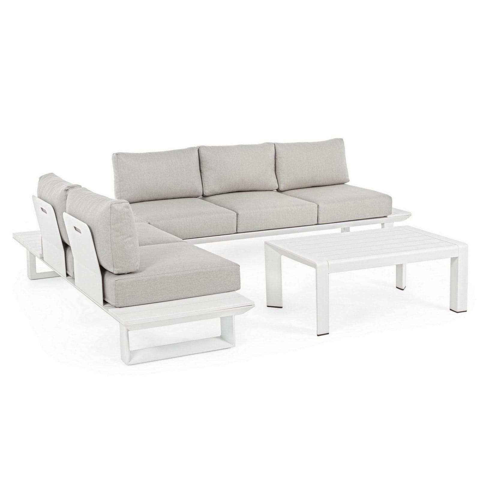 Salottino angolare da giardino "Konnor" in alluminio per giardino e veranda in Set di mobili Decor Space - Altamura, commercioVirtuoso.it