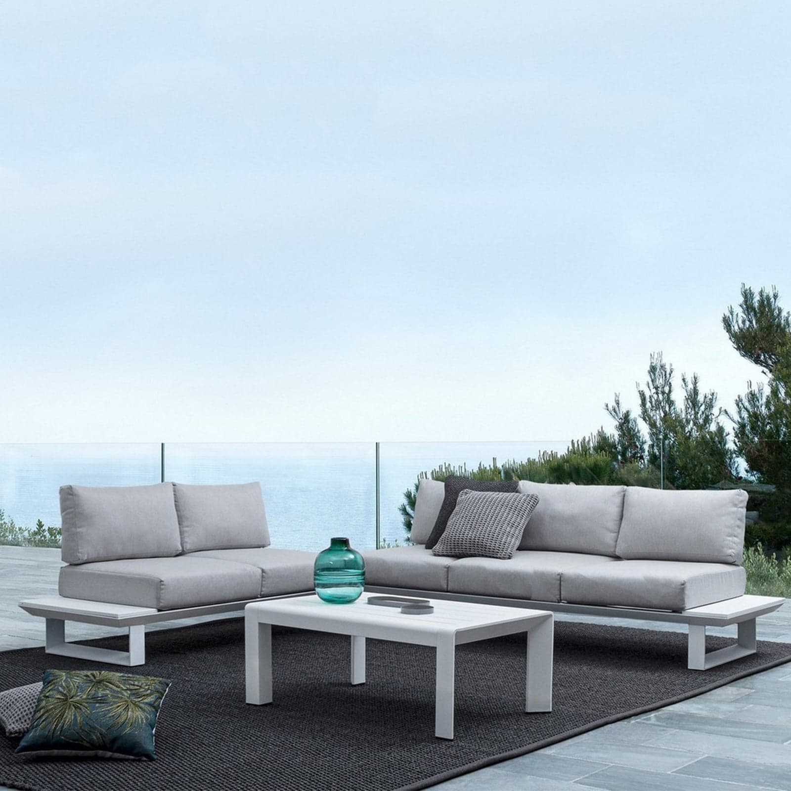 Salottino angolare da giardino "Konnor" in alluminio per giardino e veranda in Set di mobili Decor Space - Altamura, commercioVirtuoso.it