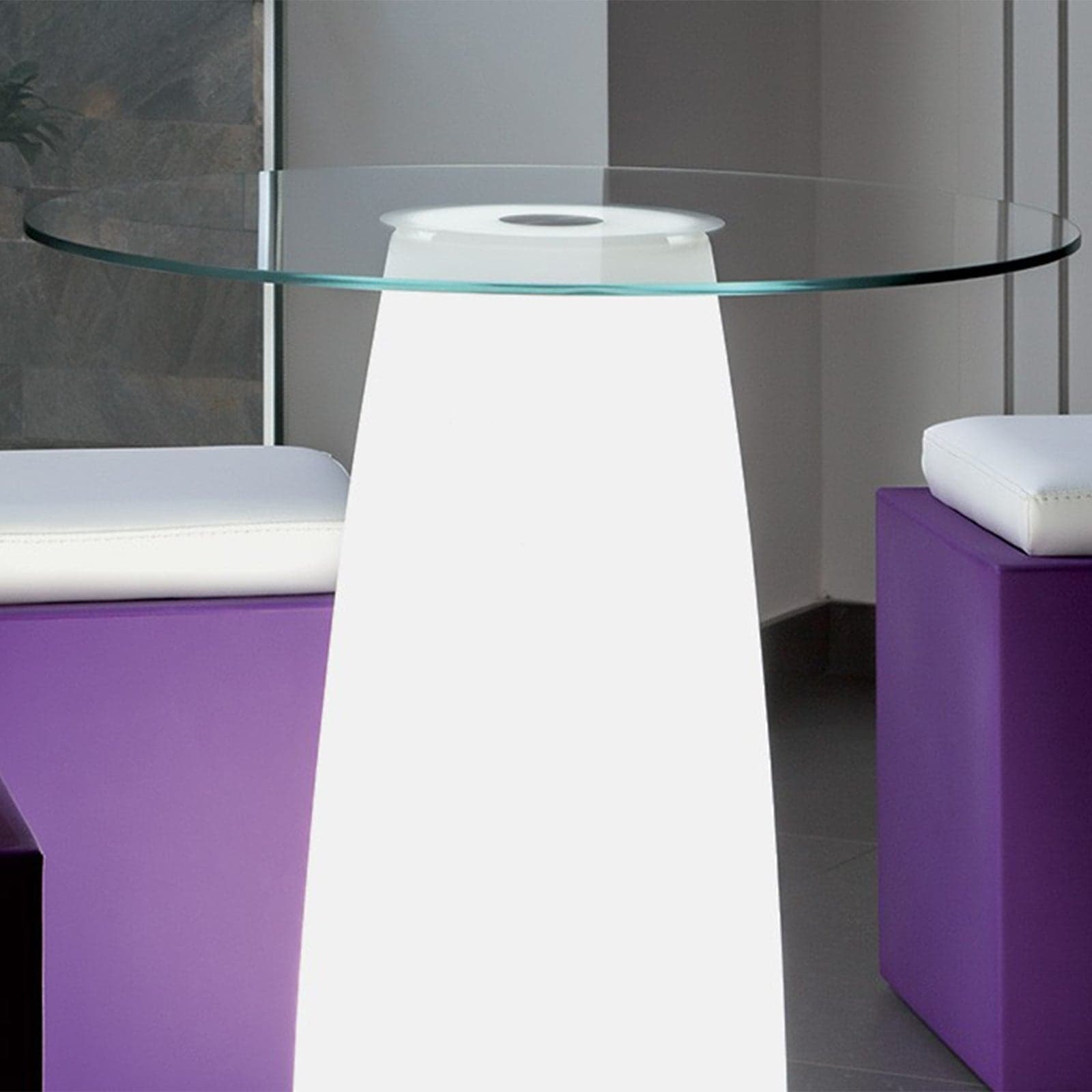 Tavolino Break Led luminoso con piano in vetro per esterno "Made in Italy" Ø 70 cm in Tavoli standard Decor Space - Altamura, commercioVirtuoso.it