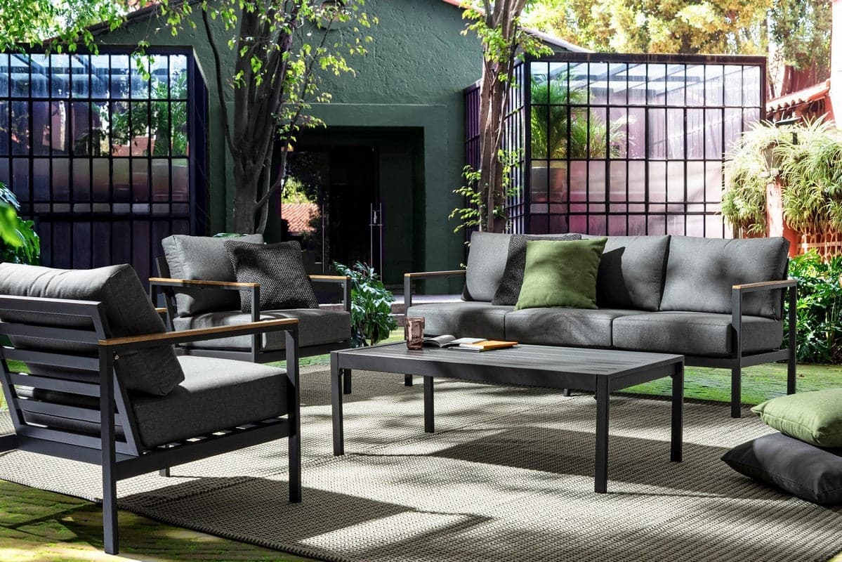 Salottino con cuscini "Kendra" in alluminio verniciato da giardino e veranda in Set di mobili Decor Space - Altamura, commercioVirtuoso.it
