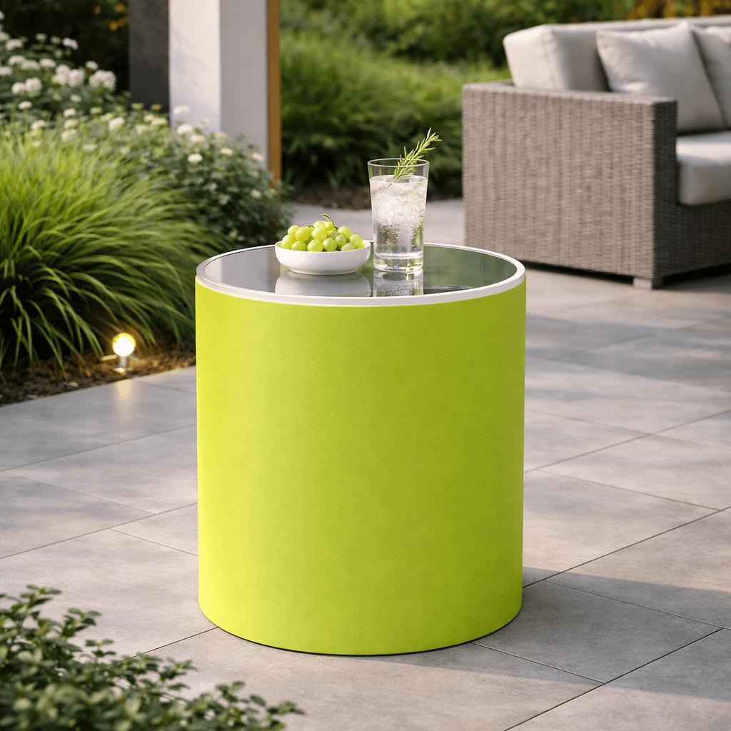 Tavolino Relax Cromia in resina con piano in vetro per esterno "Made in Italy" tinta unita h 70 cm - 14